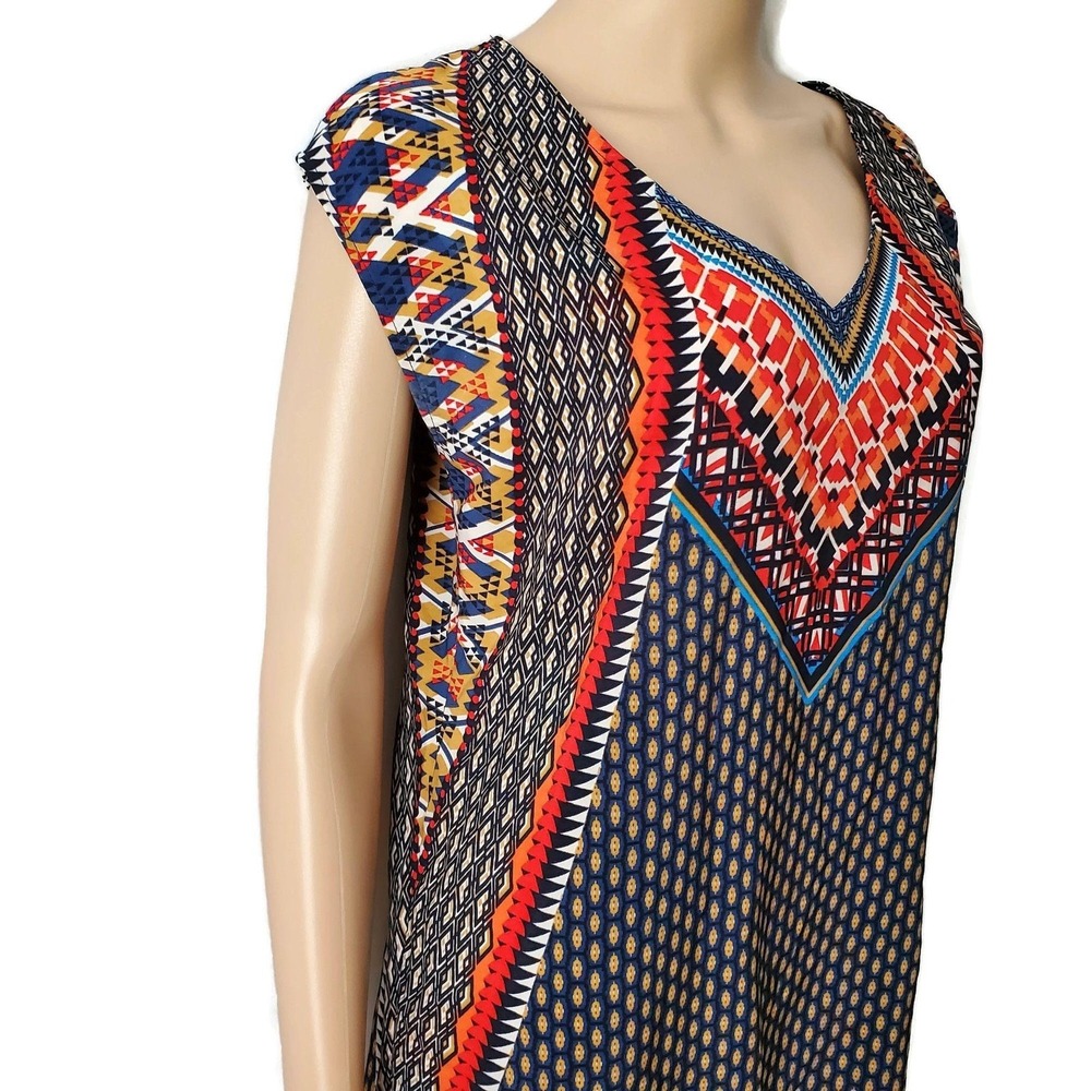 BeBop Women's Multicolor Printed Side Slit Long Shirt Dress Tunic Size Medium - Picture 12 of 15